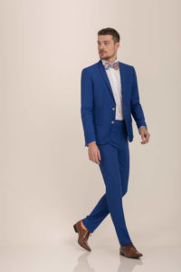 Traje 2 botões 1 abertura com ponto picado branco Botão madrepérola Super Slim Fit 38 ao 58